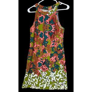 Aryeh Woman Med Sleeveless Dress Tropical  Floral Island Stretch